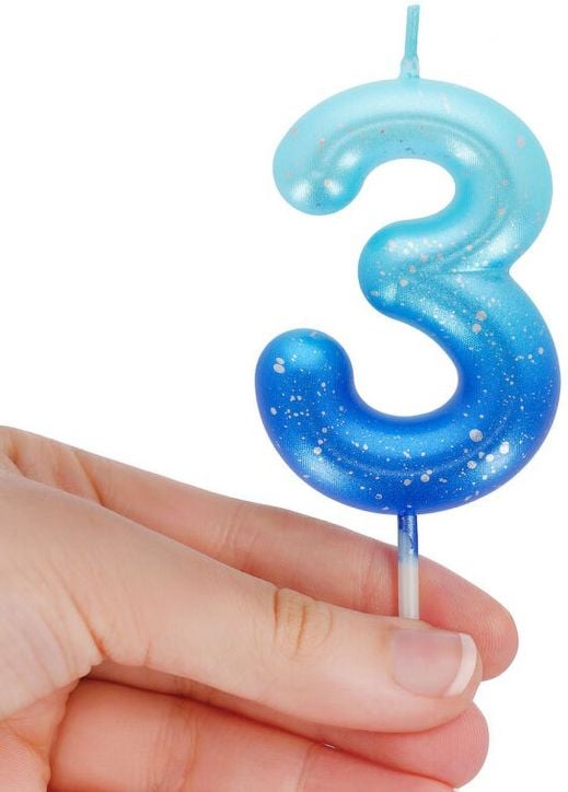 Свещ за рожден ден Legami - Цифра 3, синя