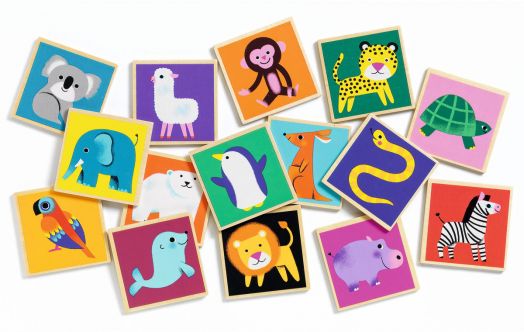 Детска дървена мемо игра Djeco - Животни