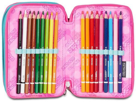 Ученически несесер Seven Glow Love с три отделения, пълен