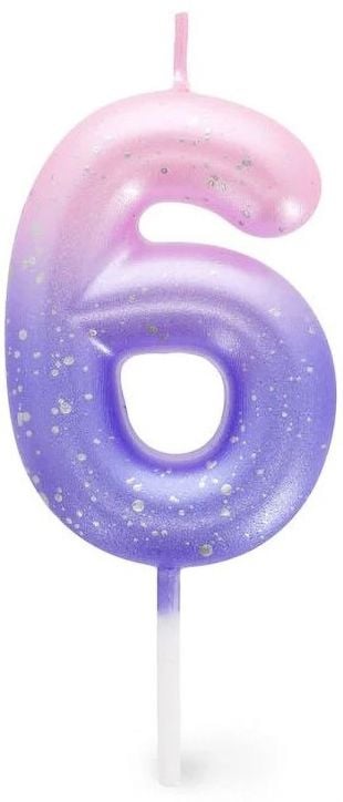 Свещ за рожден ден Legami - Цифра 6, розова