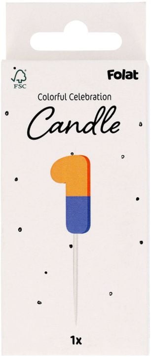Свещ за рожден ден Folat Stripetastic - Цифра 1