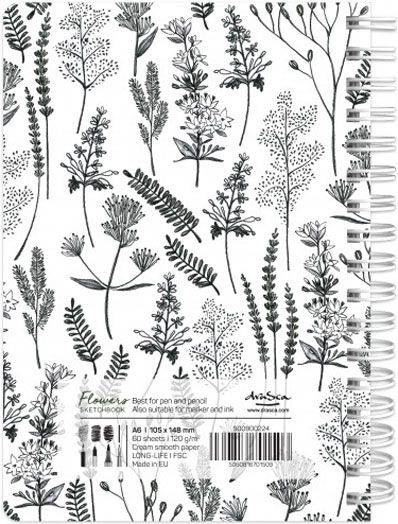 Скицник Drasca Flowers: Билки, A6 60 листа, зелен