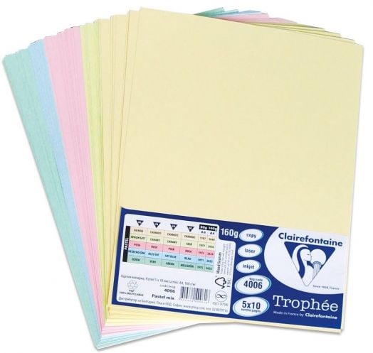 Цветен копирен картон Clairefontaine в различни пастелни цветове