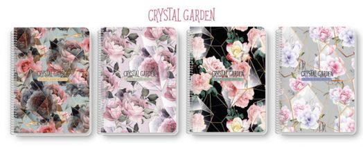 Тетрадка Black & White Crystal Garden / Europe А4 със спирала и 4 теми, 140 листа - широки редове
