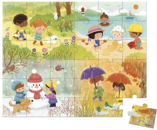 Детски пъзел в куфарче Janod - Сезони, 36 части