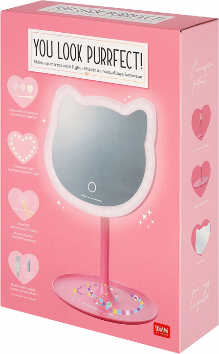 Настолно огледало с осветеление Legami - Kitty