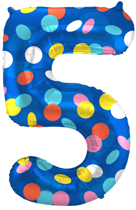 Фолиев балон Folat - Цифра 5, цветни точки, 86 см.