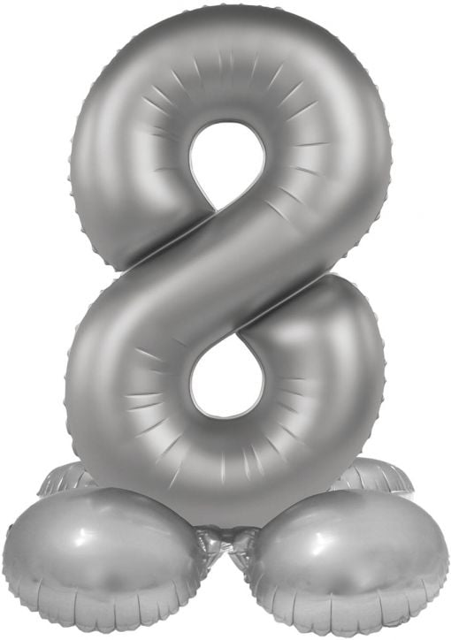 Фолиев балон Folat - Цифра 8, сребърен, матов