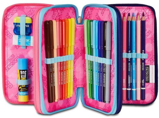 Ученически несесер Seven SJ Shady Dye с три отделения, пълен