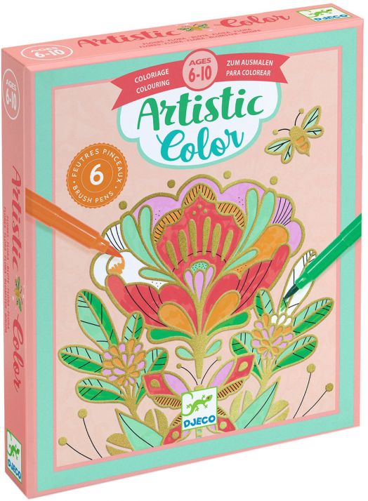 Творчески комплект Djeco: Направи си картини с флумастери - Цветя