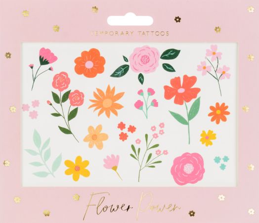 Временни татуировки PartyDeco - Цветя, 19 бр.