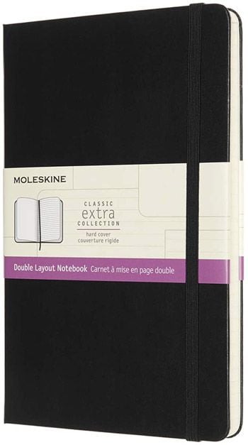 Класически черен тефтер Moleskine с твърди корици, комбинирани страници