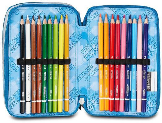 Ученически несесер Seven Quick Graffiti с три отделения, пълен