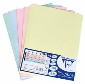 Цветна копирна хартия Clairefontaine, 5 х 20 листа в пастелни тонове