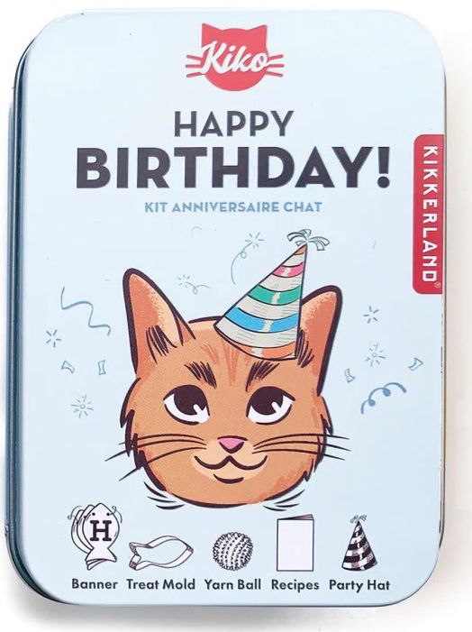 Комплект Kikkerland - Честит Рожден Ден на домашния любимец, за коте