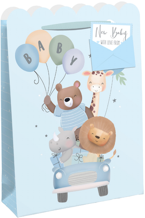 Подаръчна торбичка Eurowrap - Baby Boys Car, малка