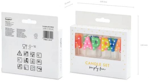 Свещи за рожден ден PartyDeco - Happy Birthday