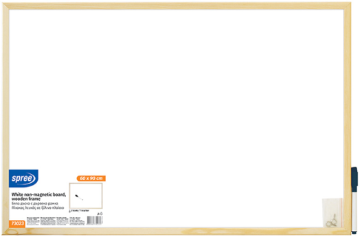 Бяла дъска с дървена рамка Spree, 60 x 90 см.