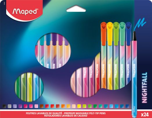 Тънкописци Maped Nightfall, 24 цвята