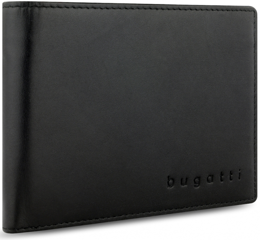Мъжки кожен портфейл Bugatti Super Slim With Flap 5CC, черен