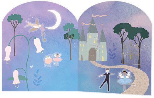 Книжка със стикери Floss & Rock, Stick and Play, Enchanted - Балерини