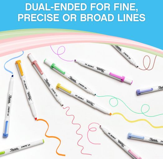 Комплект двувърхи маркери Sharpie S-Note, 8 цвята