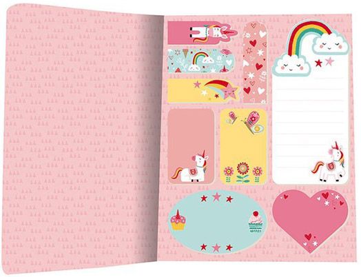 Тетрадка с лепящи листчета Janod - Лисица / Еднорог