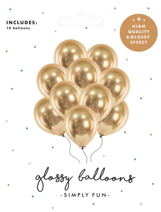 Комплект златисти балони PartyDeco, 10 бр.