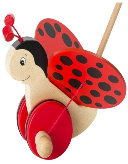 Дървена играчка за бутане Goki - калинка