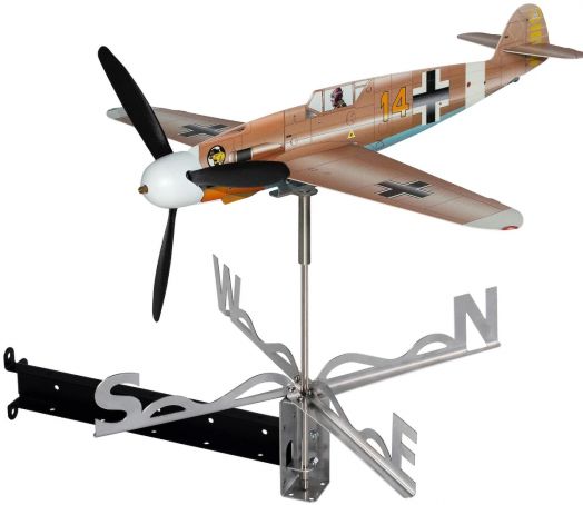 Комплект самолет - градински ветропоказател изтребител Messerschmitt Bf 109 с кардинални точки