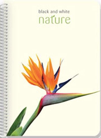 Тетрадка Black & White Nature A5 със спирала и 3 теми, 150 листа - широки редове