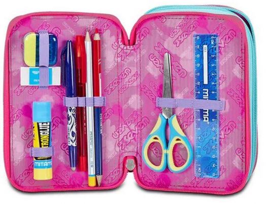 Ученически несесер Seven MarkOn с три отделения, пълен