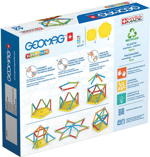 Магнитен конструктор Geomag - Supercolor, 42 части