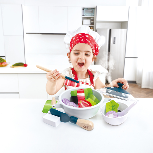 Дървен готварски комплект Hape - Гореща тенджера