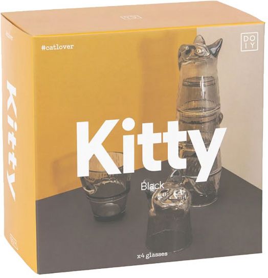 Комплект чаши DOIY - Котка, черен цвят
