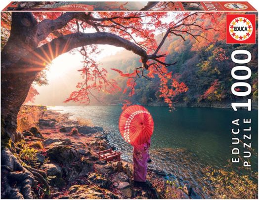 Пъзел Educa: Изгрев при река Кацура, Япония, 1000 части