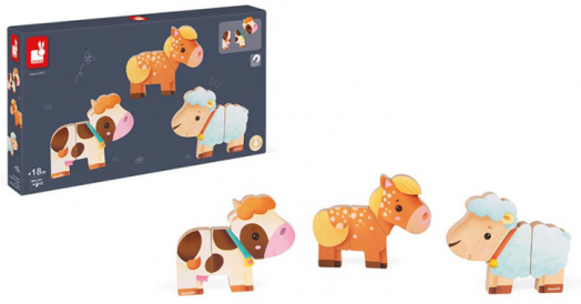 Дървена магнитна играчка Janod - Ферма