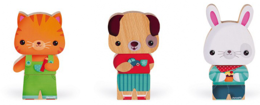 Дървена магнитна играчка Janod - Домашни любимци