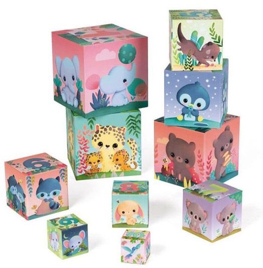 Квадратни кубчета за деца Janod - Сладки животни