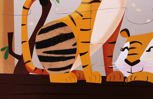 Детски тактилен пъзел Janod - Ден в зоопарка, 20 части