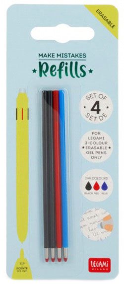 Комплект пълнители за трицветни гел химикалки Legami, 4 бр.