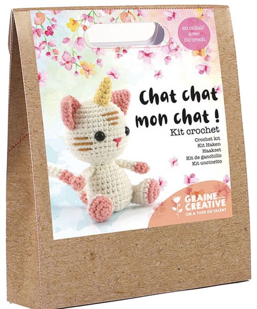 Комплект за плетене Амигуруми Graine Creative - Котка Еднорог 15 см.