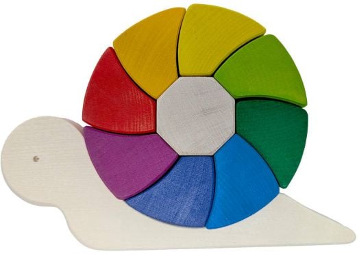 Дървен пъзел и блокчета Goki - охлюв