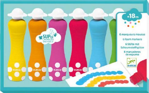 Комплект цветни маркери Djeco, 6 цвята