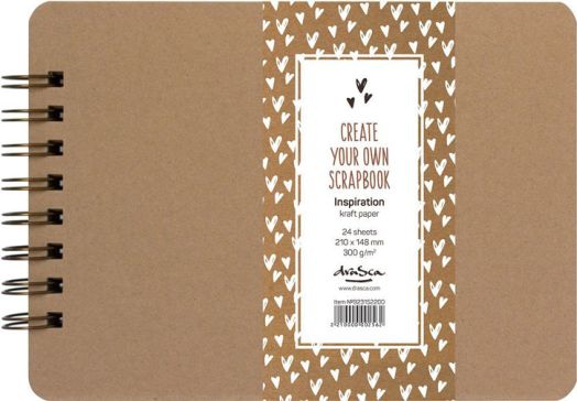 Скрапбук Drasca Inspiration Kraft със спирала, A5 24 листа
