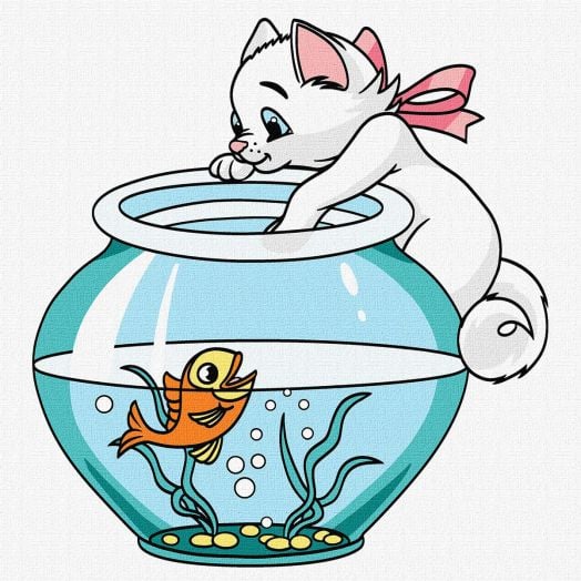 Комплект за лесно рисуване с акрилни бои Ideyka - Коте, 30 x 30 см.