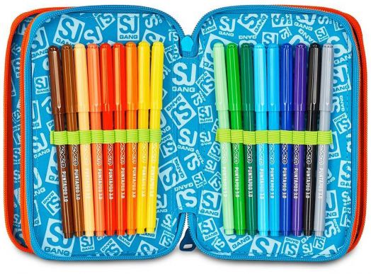 Ученически несесер Seven SJ Gang Tinypatch с три отделения, пълен