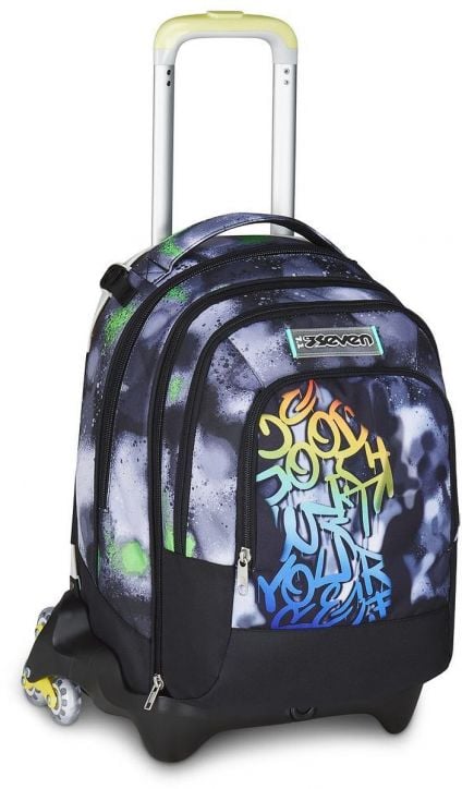 Ученическа раница на колела Seven Detach Spring Paint и телескопична дръжка