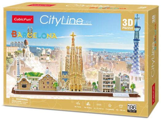 3D пъзел Cubic Fun Cityline - Барселона, 186 части