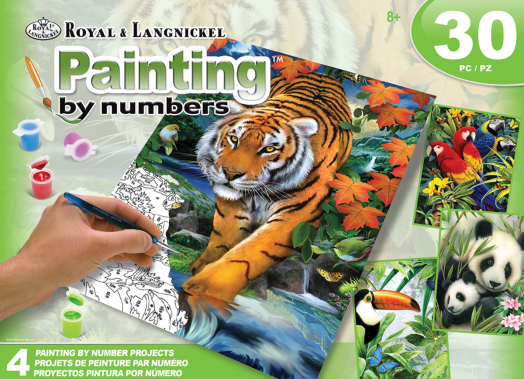 Комплект за лесно рисуване с акрилни бои Royal & Langnickel - Джунглата, 4 картини